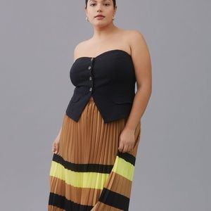 Anthropologie Black and Brown Strapless Top